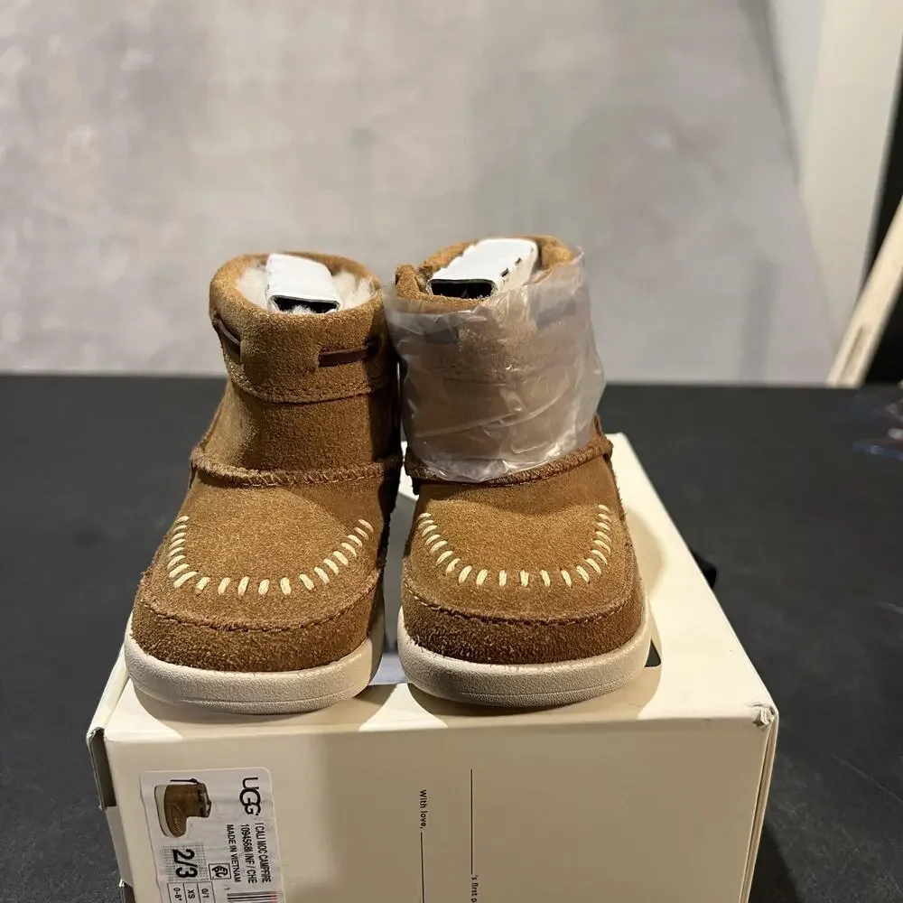 UGG Boots Infant Size 2/3 Campfire Brown Cali Moc Suede Moccasin Booties New